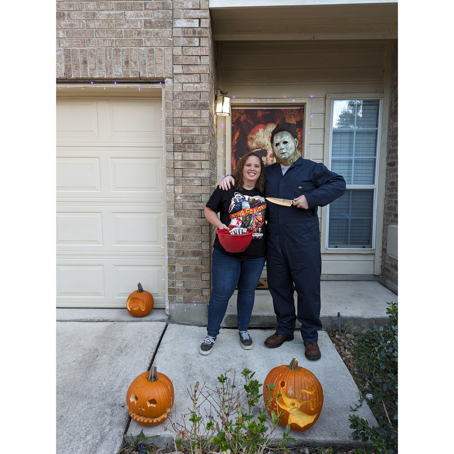 Oh no! Michael Meyers is threatening to steal my candy!
JK, it's just Josh :D
Halloween, October 2023