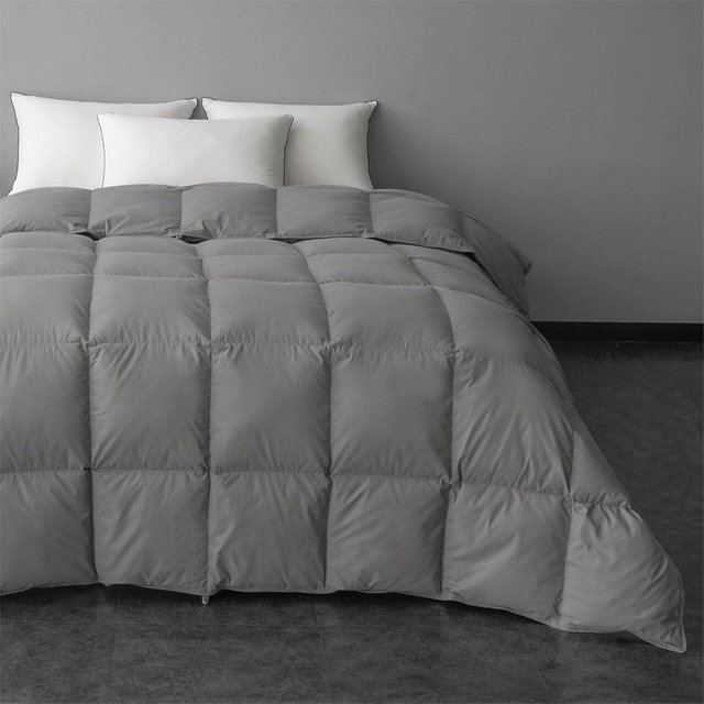 MAXICOZY Down Fiber Comforter King Size, Grey Down Fiber Comforter Fluffy Duvet Insert King Size, All Season Ultra-Soft Hotel Quality Comforter, Grey, King 106”X 90”