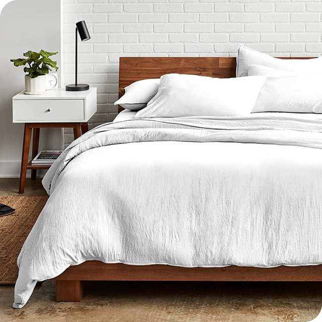 Bare Home Sandwashed Duvet Cover King/Cal King Size - Premium 1800 Collection Duvet Set - Cooling Duvet Cover - Super Soft Duvet Covers (King/Cal King, Sandwashed White)