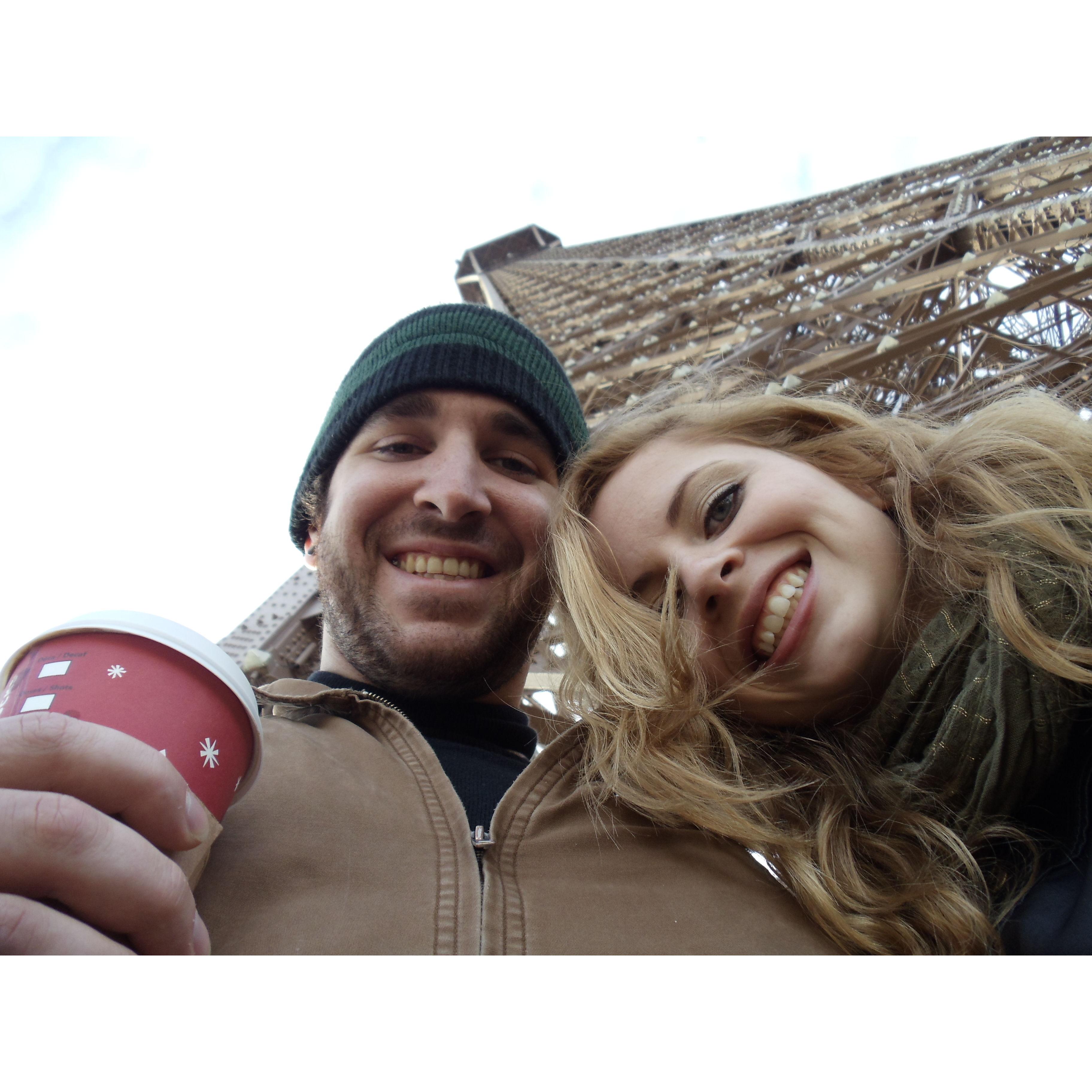 January 2012 on the top of the Eiffel Tower in Paris.
