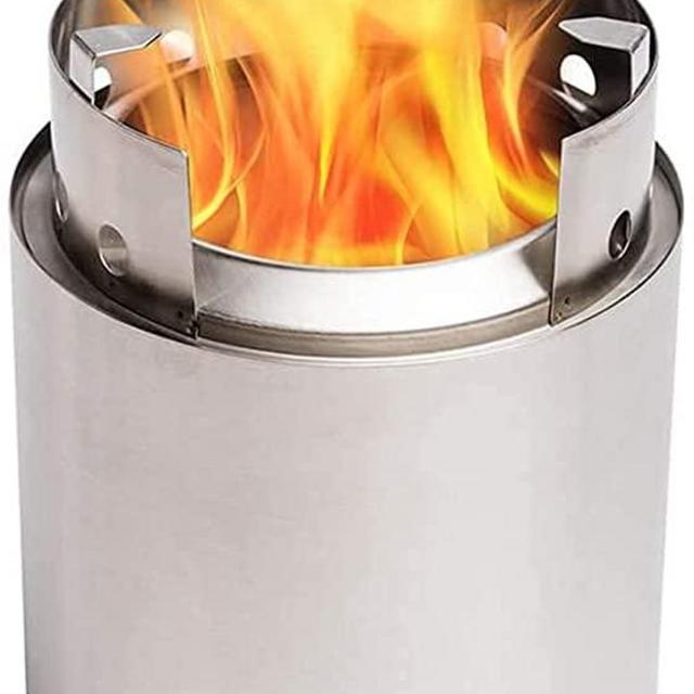 EMOT Outdoor Stainless Steel Portable Fire Pits For Outdoor Backpacking Hiking Traveling Picnic BBQ, Outdoor Wood Stove, Backpacking Stove, 4.9 Inch, Silver