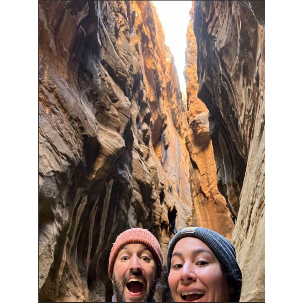 The narrows hike in waist high water. The craziest 9 hours of our life!