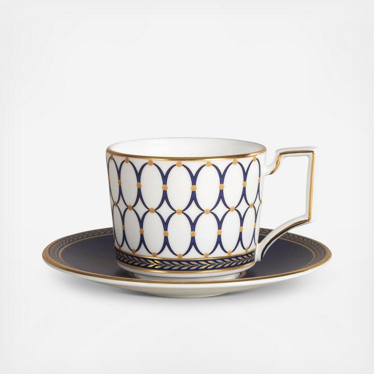 Wedgwood Cobalt Blue Florentine Pattern Set 12 Demitasse Cups & Saucers