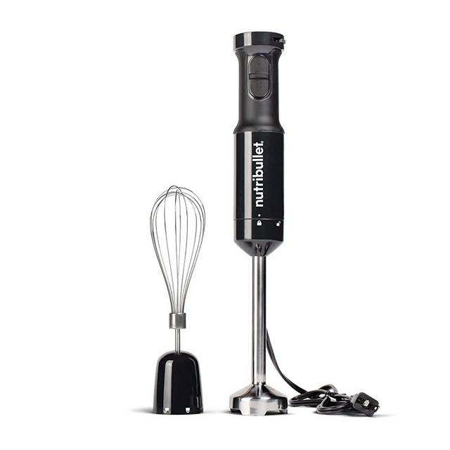 NutriBullet Immersion Blender, Handheld Blender, Stainless Steel Blending Arm & Whisk Attachment, For Smoothies, Soups & Dips, 350 Watt, Charcoal Black, NBI50100