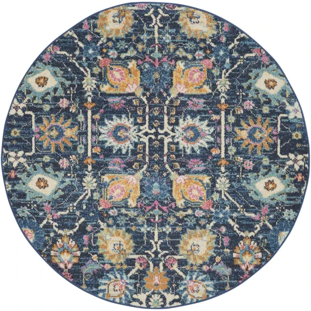Nourison Passion Bohemian Indoor Rug Navy 4' x Round