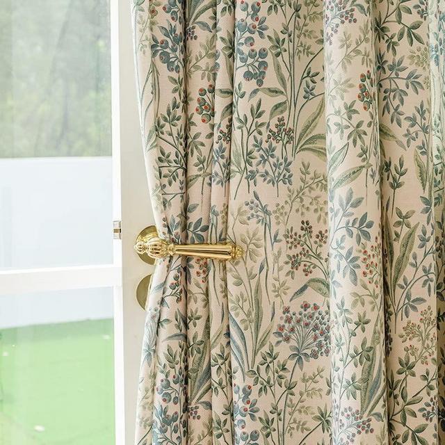 ILUOGUDU Floral Farmhouse Curtains Semi-Blackout Living Room Drapes 96 Inch Length Cotton Linen Blend Bohemian Window Curtain Panels White Bedroom Drapes, 1 Panel (Back Tab, 72" W x 96" L)