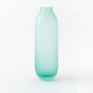 Sea Glass Vase, Tall Bottle, 15.5", Sea Glass Green