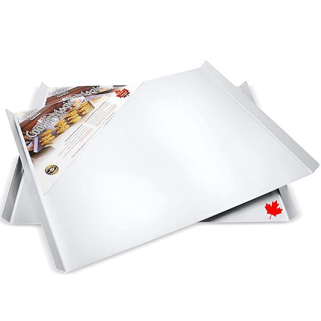 Crown Cookie Sheets, 2 Pack, 14 x 16.5”, Thick Solid Construct, Double-Tapered Rims, Even Heating Distribution, Rust Free, Pure Aluminum