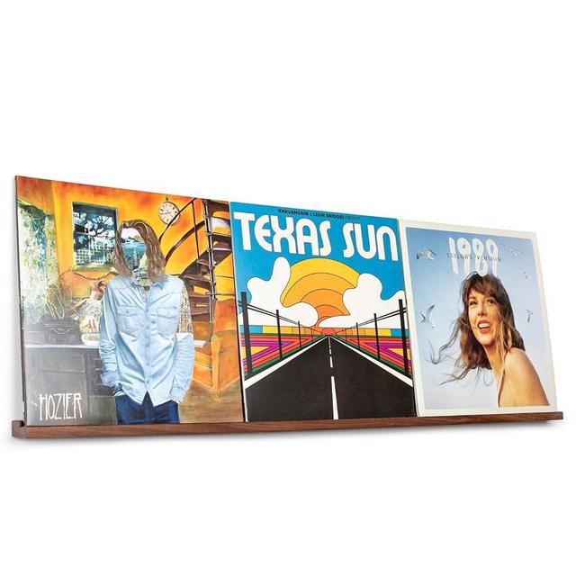 MÖNKE Vinyl Record Shelf - A 3-Feet Long Display Shelf Made of Solid Walnut - A Wall Mount Display for Your Favorite Records -This Vinyl Record Holder Fits All Records (Walnut)