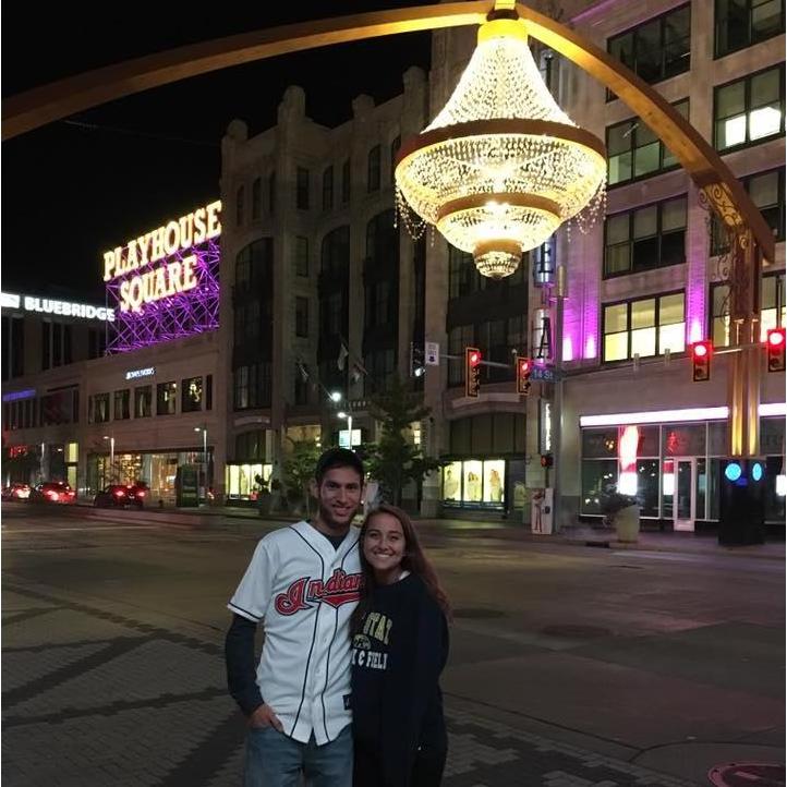 Visiting the Cleveland chandelier after an Indians Game!