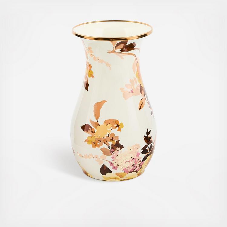 MacKenzie-Childs, Wild Rose White Stainless Steel Tall Vase | Zola