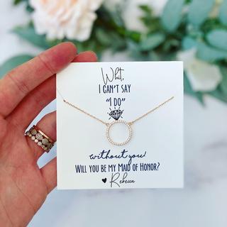 Personalized Can't Say "I do" Without You Circle Pendant Necklace