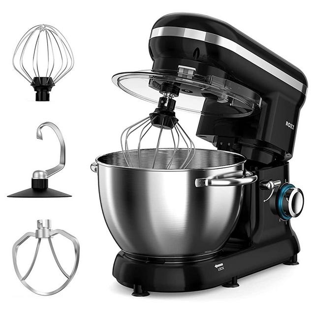 Stand Mixer, ROZI 660W 6-Speed Tilt-Head Food Mixer, Dough Mixer with 4.2-Quart Stainless Steel Bowl, Dough Hook, Mixing Beater & Whisk, Splash Guard