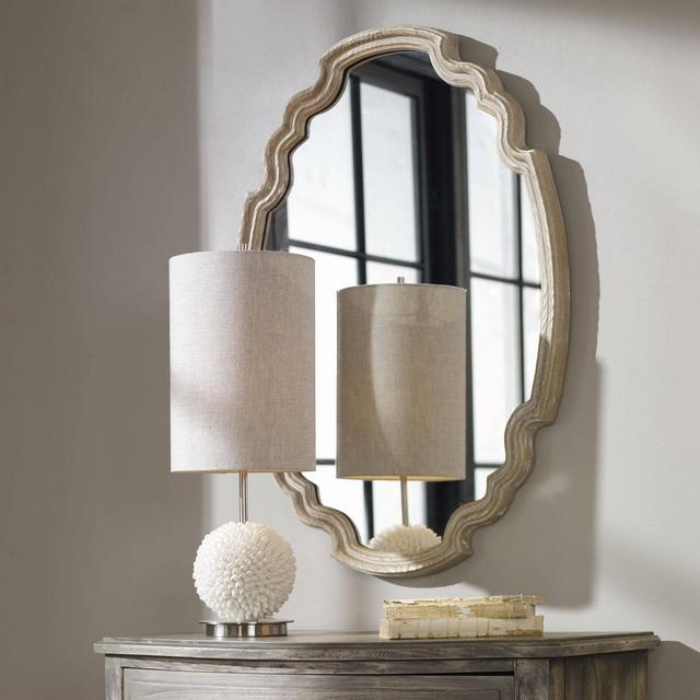 Oval Ludovica Aged Wood Decorative Wall Mirror - Uttermost