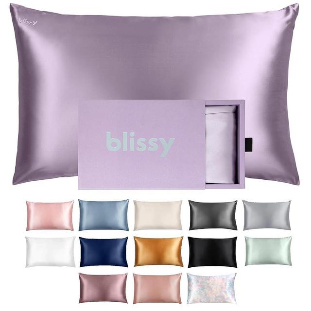 Blissy Silk Pillowcase - 100% Pure Mulberry Silk - 22 Momme 6A High-Grade Fibers - Silk Pillow Cover for Hair & Skin - Regular, Queen & King with Hidden Zipper (Queen, Lavender)