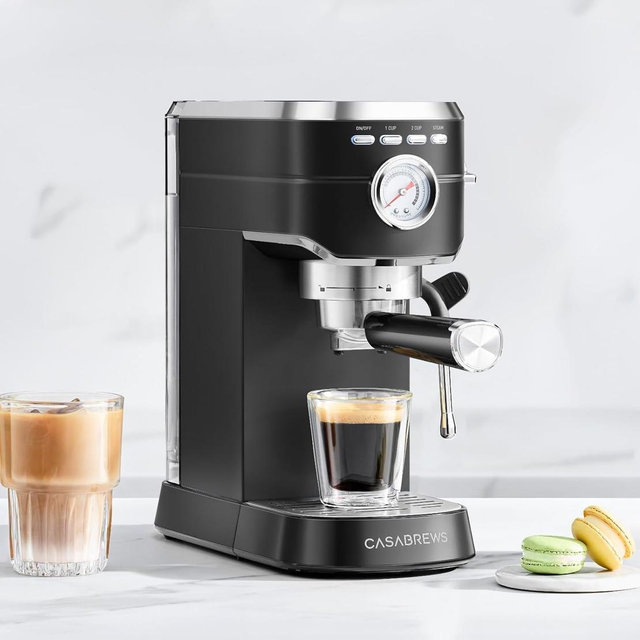 CASABREWS CM5418 Espresso Machine 20 Bar, Stainless Steel Espresso Maker with Milk Frother, Compact Cappuccino Machine for Home, Small Espresso Coffee Machine for Latte, Black