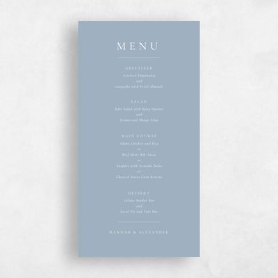 Powder Blue Wedding Menu - Sloan