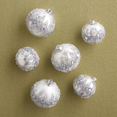 Crystal Ice Beaded Ornaments. Set of Six