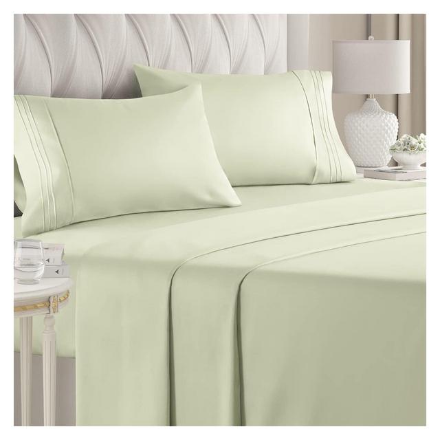 CGK Linens 4 Piece Deep Pocket Microfiber Sheet Set in Light Sage Green, Size Queen