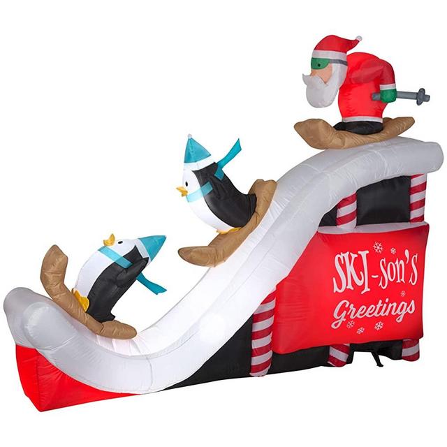 Gemmy 9' Airblown Inflatable Santa Ski Scene