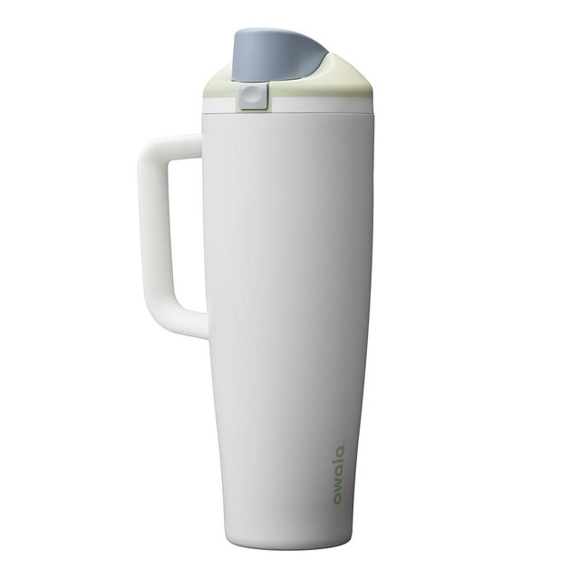 Owala FreeSip Tumbler Insulated Stainless Steel Water Bottle with Built-in Straw and Side Handle, For Travel, Work, School, and Sports, 40oz, BPA Free, Leak Proof, Iced Breeze