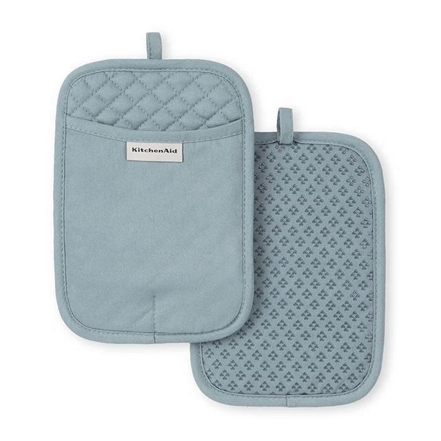 KitchenAid Asteroid Pot Holder 2-Pack Set, Aqua, 6.5x10