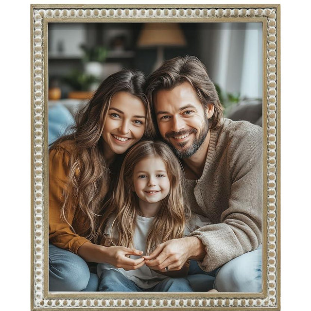 Maxpeuvon 8x10 Picture Frame, Natural Pine Wood Wall Mount Photo Frame Boho Distressed White Vintage Rustic Tabletop Display Home Decor for Bedroom Living Room Hallway Entryway