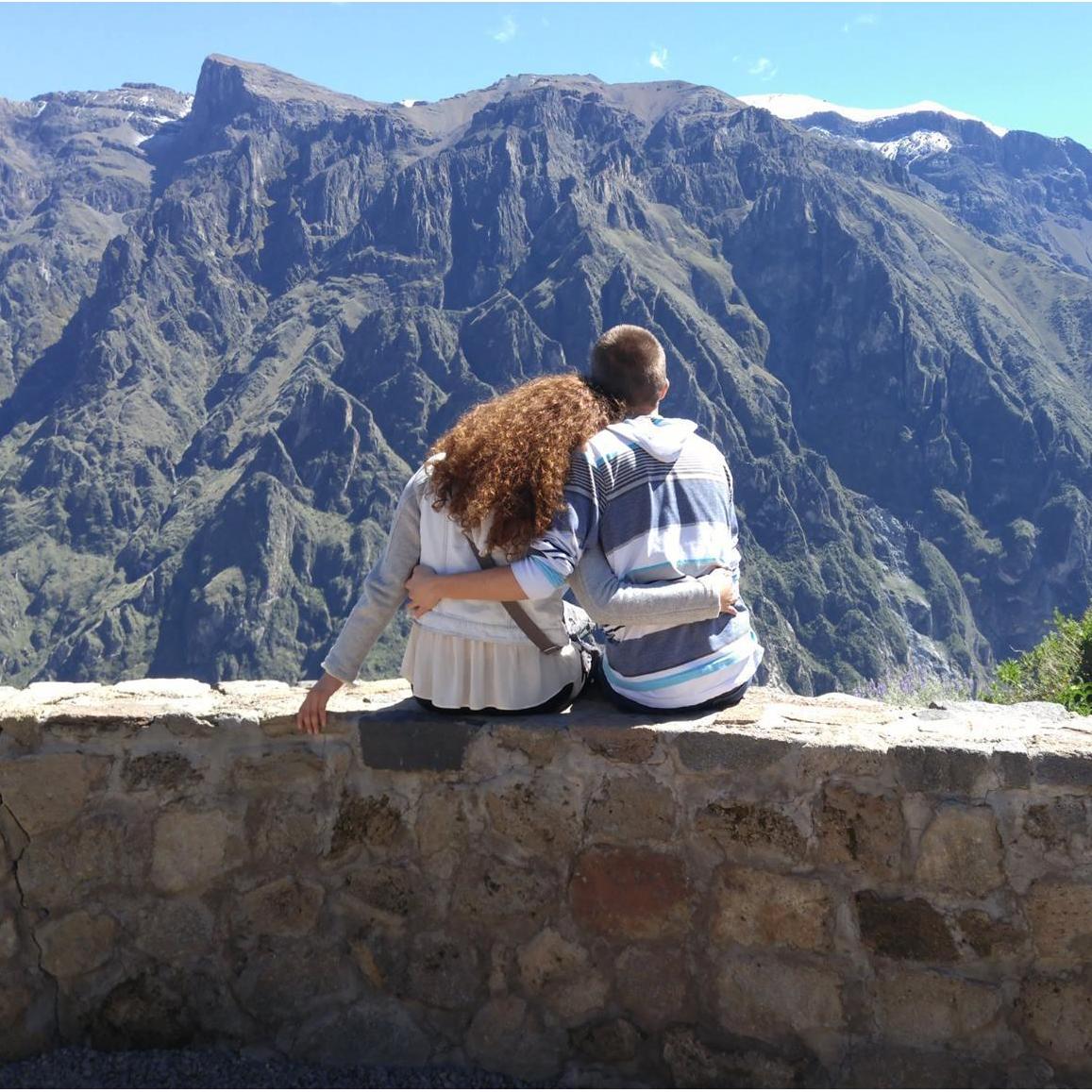 One of our favorite pictures taken of us in Chivay, Peru at the Colca Canon. This is location is in a different region of Peru, about an 8 hour drive from the Sacred Valley!