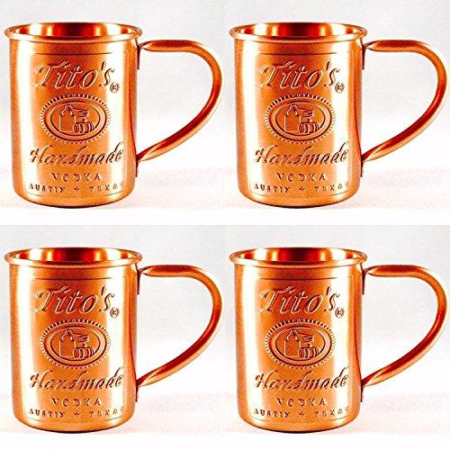 Tito's Vodka Moscow Mule Copper Mugs Gift Set of 4