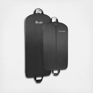 "Bride" & "Groom" 2-Piece Deluxe Travel Garment Bag Set