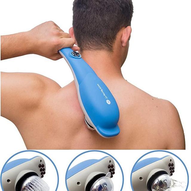 TheraFlow Handheld Deep Tissue Percussion Massager. Muscles, Back, Body, Neck, Foot, Shoulder, Scalp, Head. Trigger Point Pain Relief, Relaxation. Attachments for Acupoint, Shiatsu, Kneading. Gift