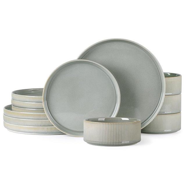TheTerra Ceramic Dinnerware Sets for 4, 12 Pieces Porcelain Lightweight Plates and Bowls Sets, Scratch Resistant Dish Set, Oven & Microwave & Dishwasher Safe