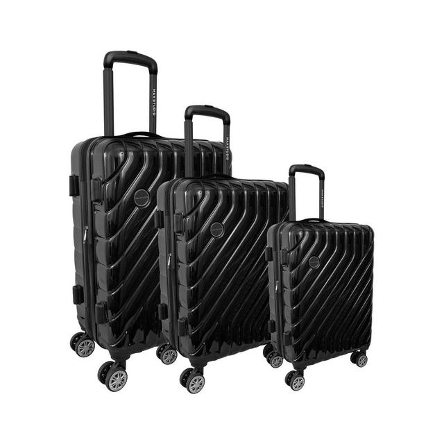Max Studio PC 3-Piece Luggage Set Valletta Collection BLACK