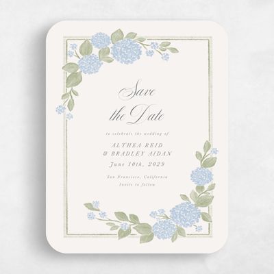Blue Rounded Wedding Save the Date - Giselda Portrait