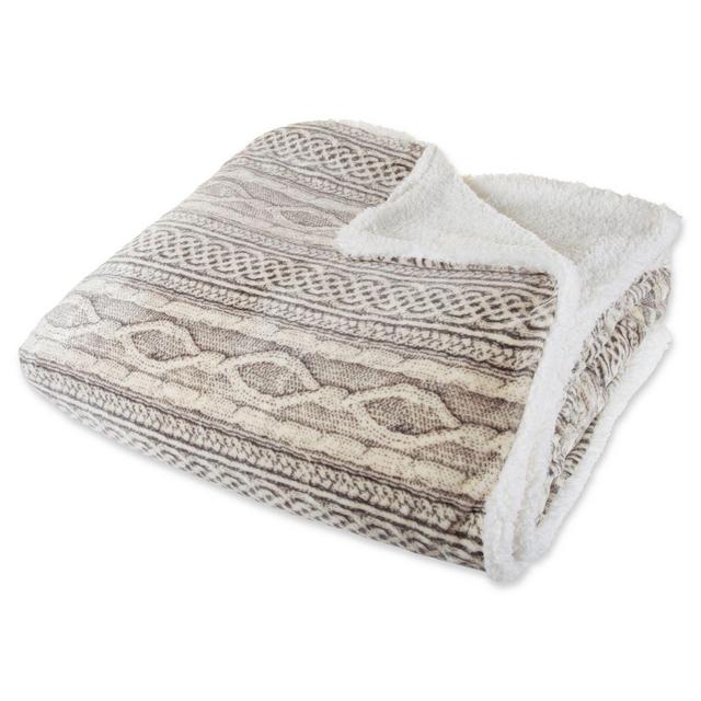 Nottingham Home Reversible Fleece King Blanket in Grey/Beige