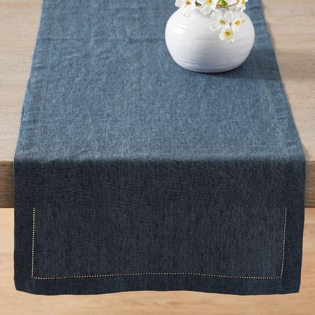 Belgian Linen Table Runner, 16"X108" - Denim