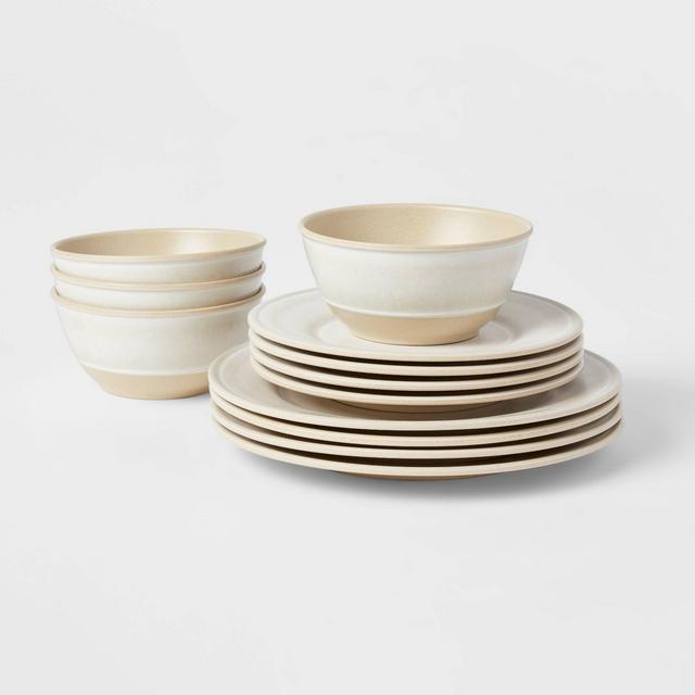 12pc Melamine Lancashire Dinnerware Set White - Threshold™