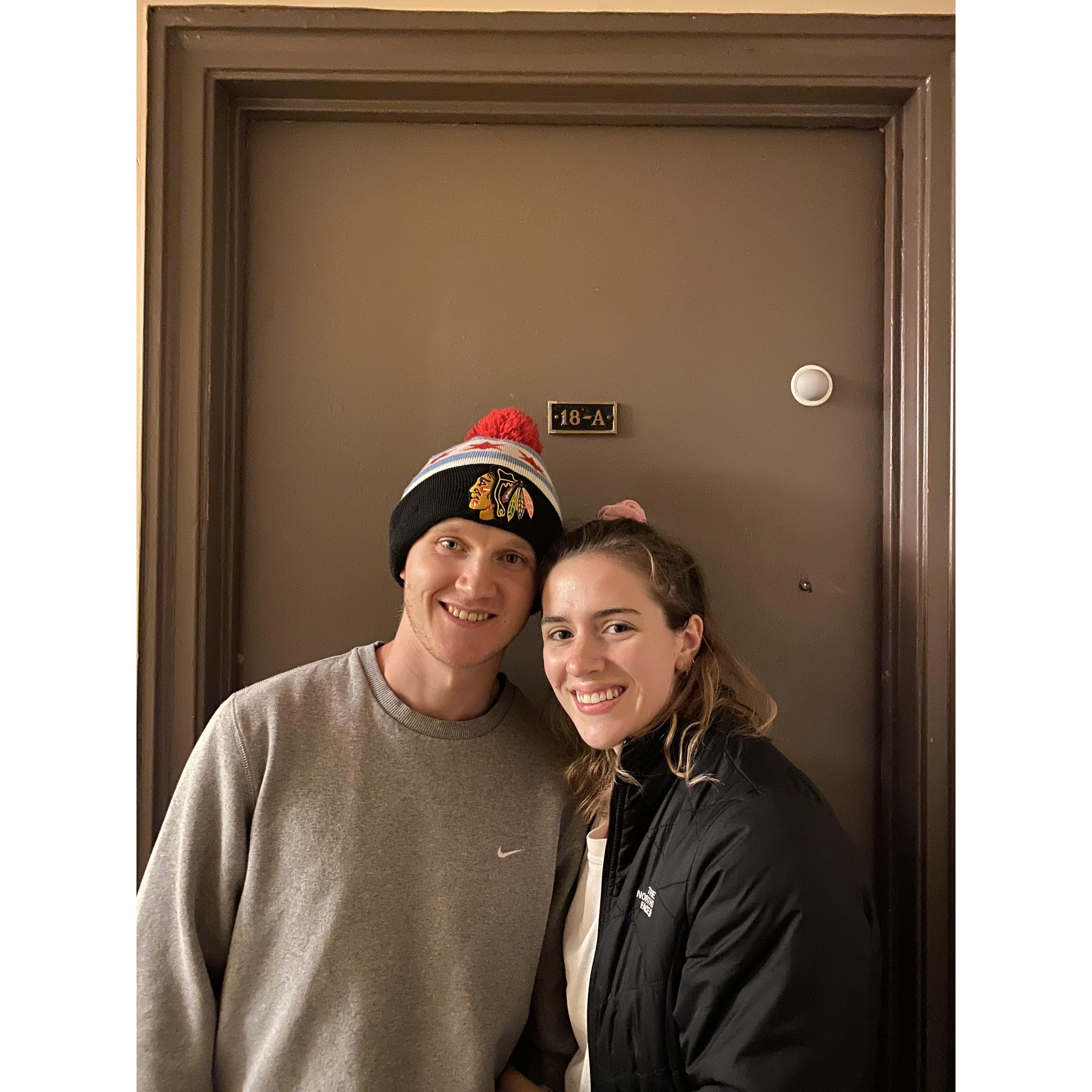 We moved into our first apartment together in November of 2020 on Lake Shore Drive