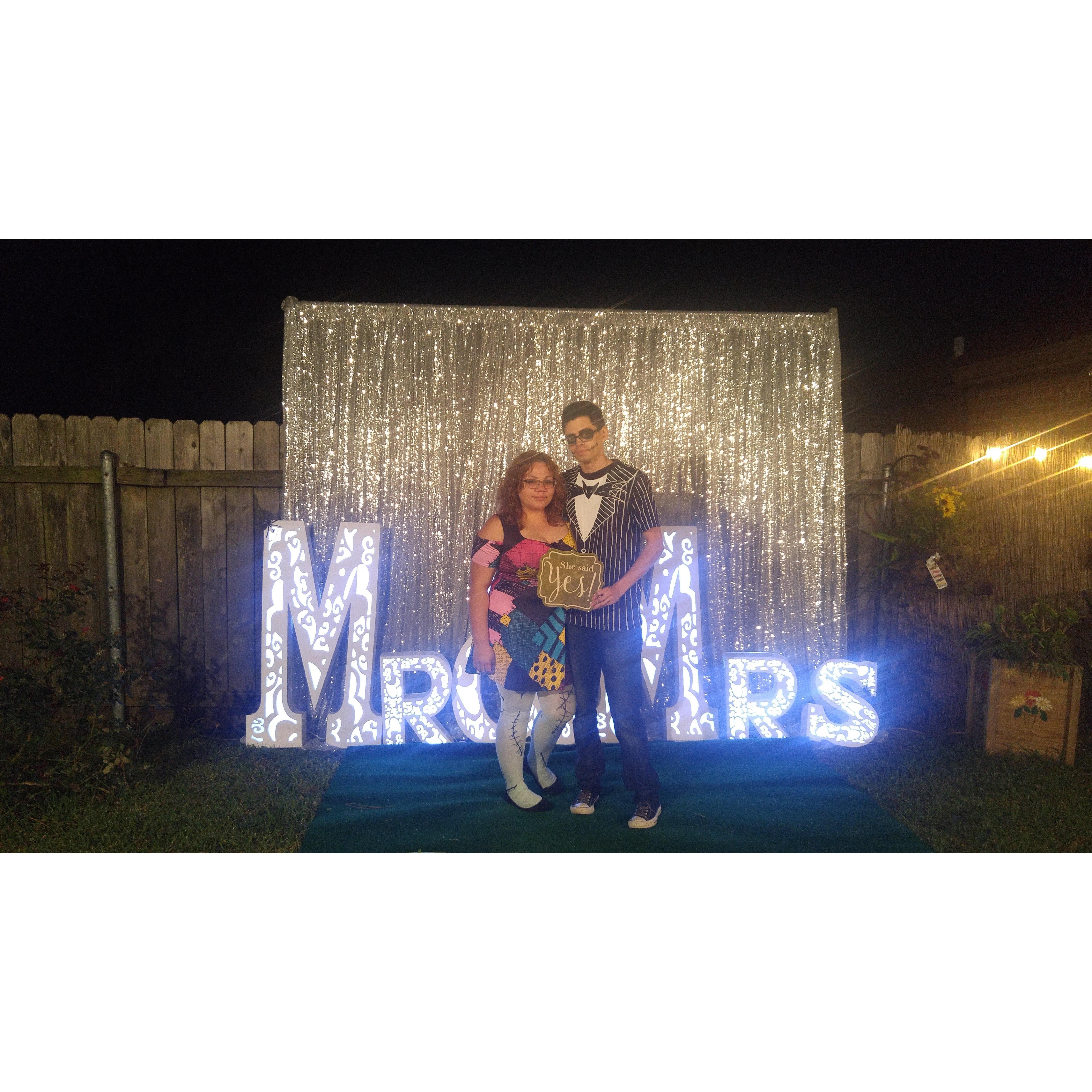 For our engagement party, during Halloween weekend