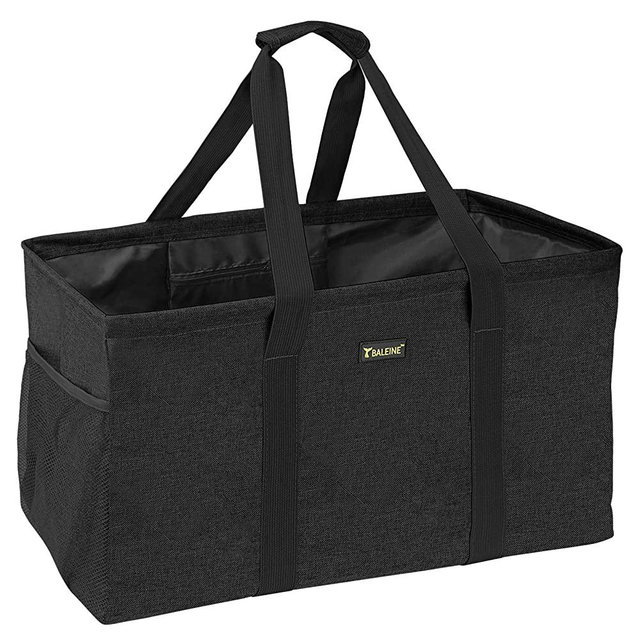 BALEINE Utility Tote Bag with Metal Wire Frame and Reinforced Bottom, Open Top Extra Large Collapsible Bag