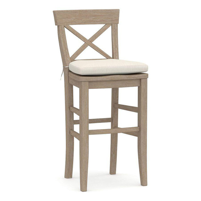 Aaron Stool Cushion, Performance Slub Weave, Linen Valdese