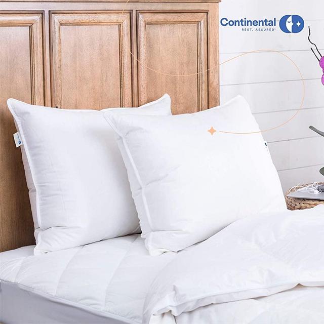 Continental Bedding Premium 100% White Goose Down Pillow. Queen Size [Soft] (Set of 2)