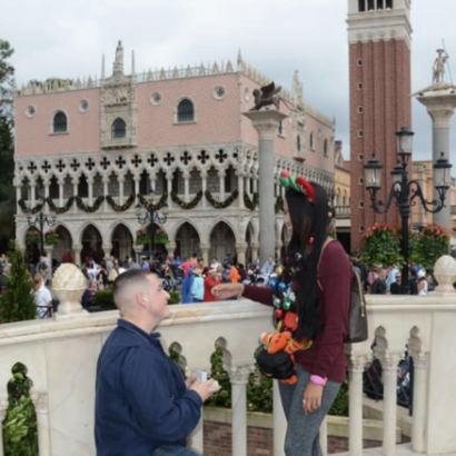 Our engagement in Italy in Epcot (in front of a HUGE crowd)