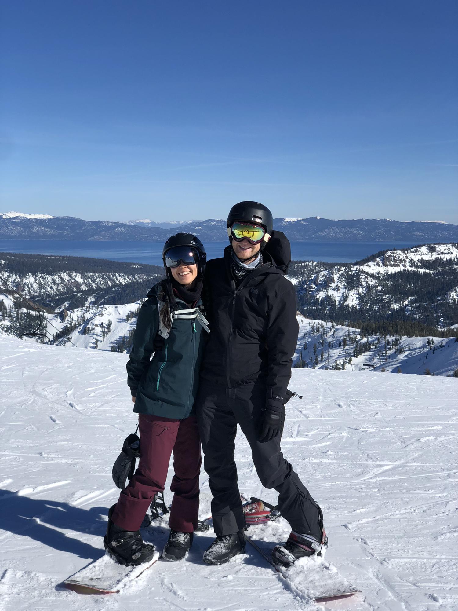Slowly teaching Kevin to love snowboarding