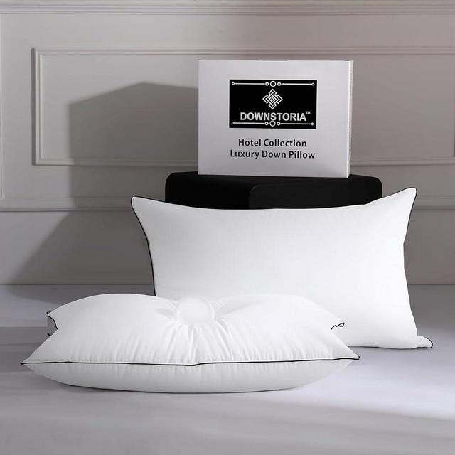 DOWNSTORIA Feather Down Pillows King Size Set of 2, Luxury Hotel Collection Bed Pillow 2 Pack, Down Surrounded Pillows for Sleeping, Soft Fluffy for Side Sleepers 20x36 in.