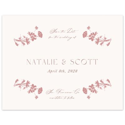 Deep Blush, Pink Wedding Digital Save the Date - Dianora Landscape