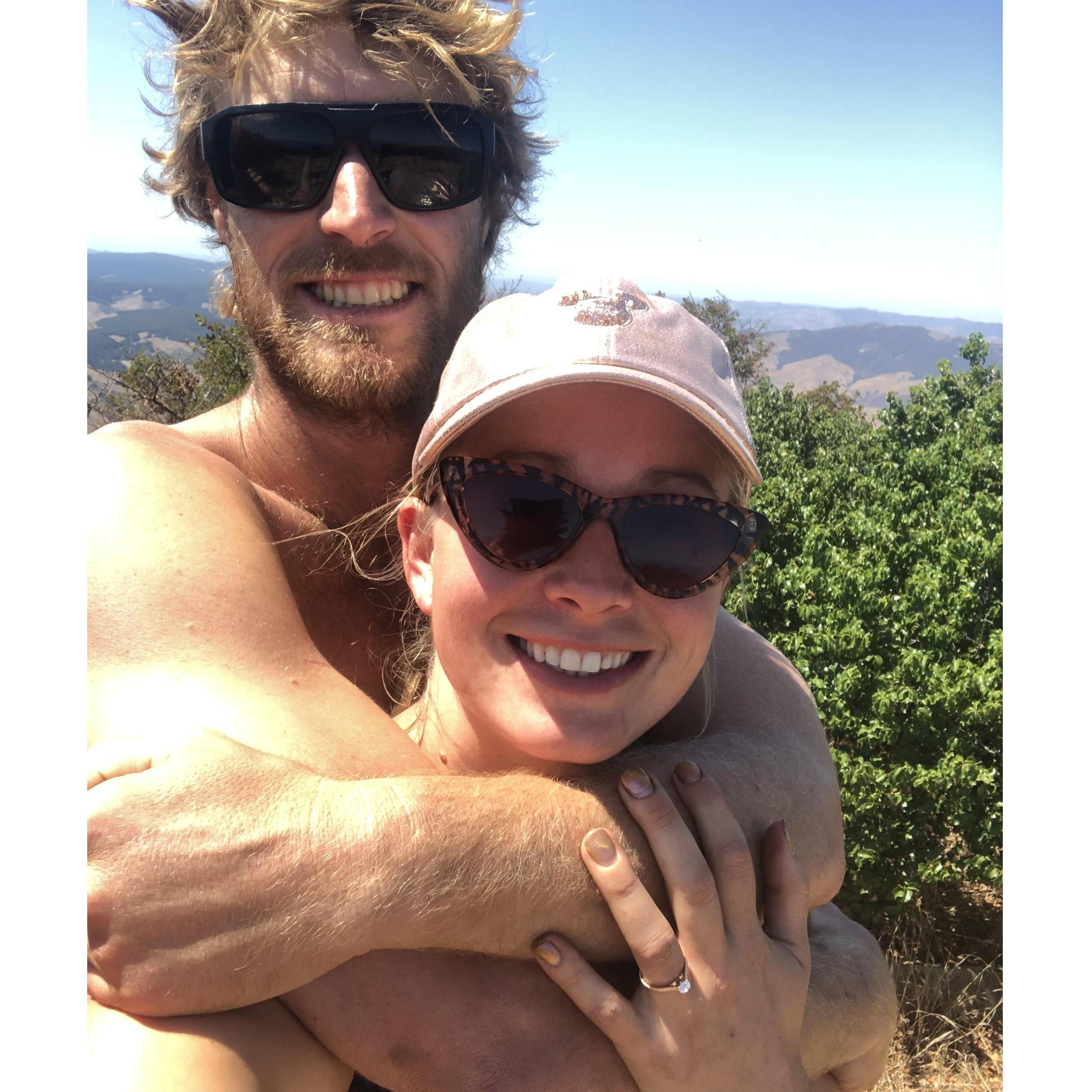Engaged at the top of Gaviota Peak!