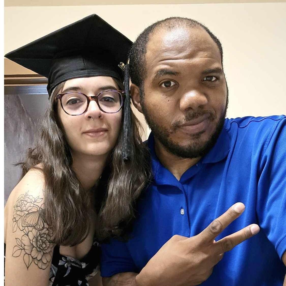 This is us getting ready for Ally's grad school graduation!