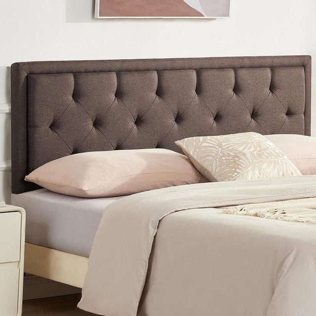 Howjoe Upholstered Queen Headboard Only, Tufted Headboard Queen Size, Solid Wood Height Adjustable Modern Head Boards with Durable Metal Legs from 37" to 51", Linen Dorm Bed Headboards Only, Charcoal