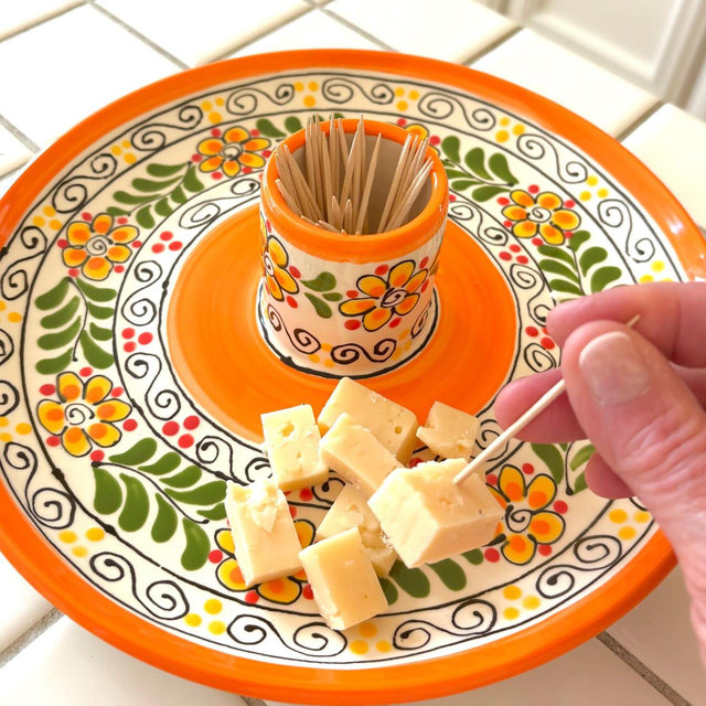 Ceramic Serving Plate with a Toothpick Holder